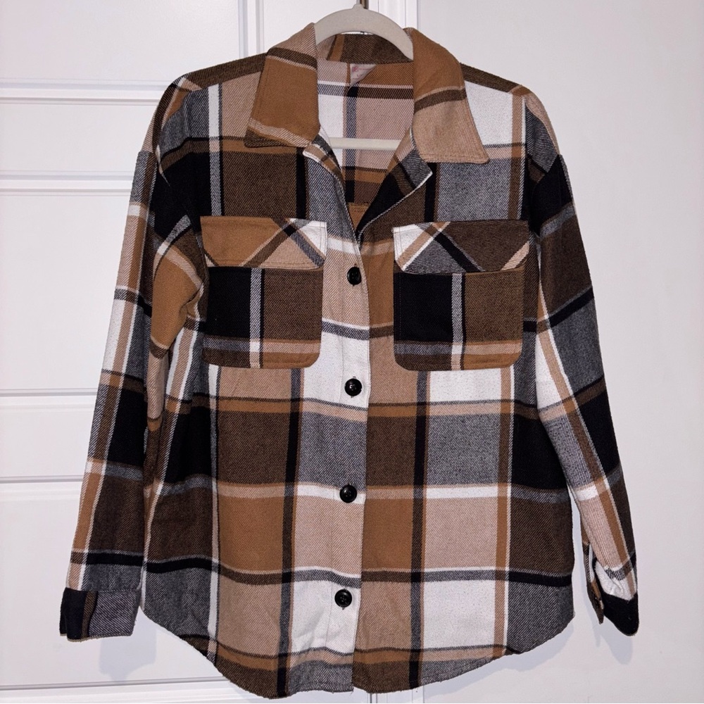 Plaid Button-Up Shirt Jacket